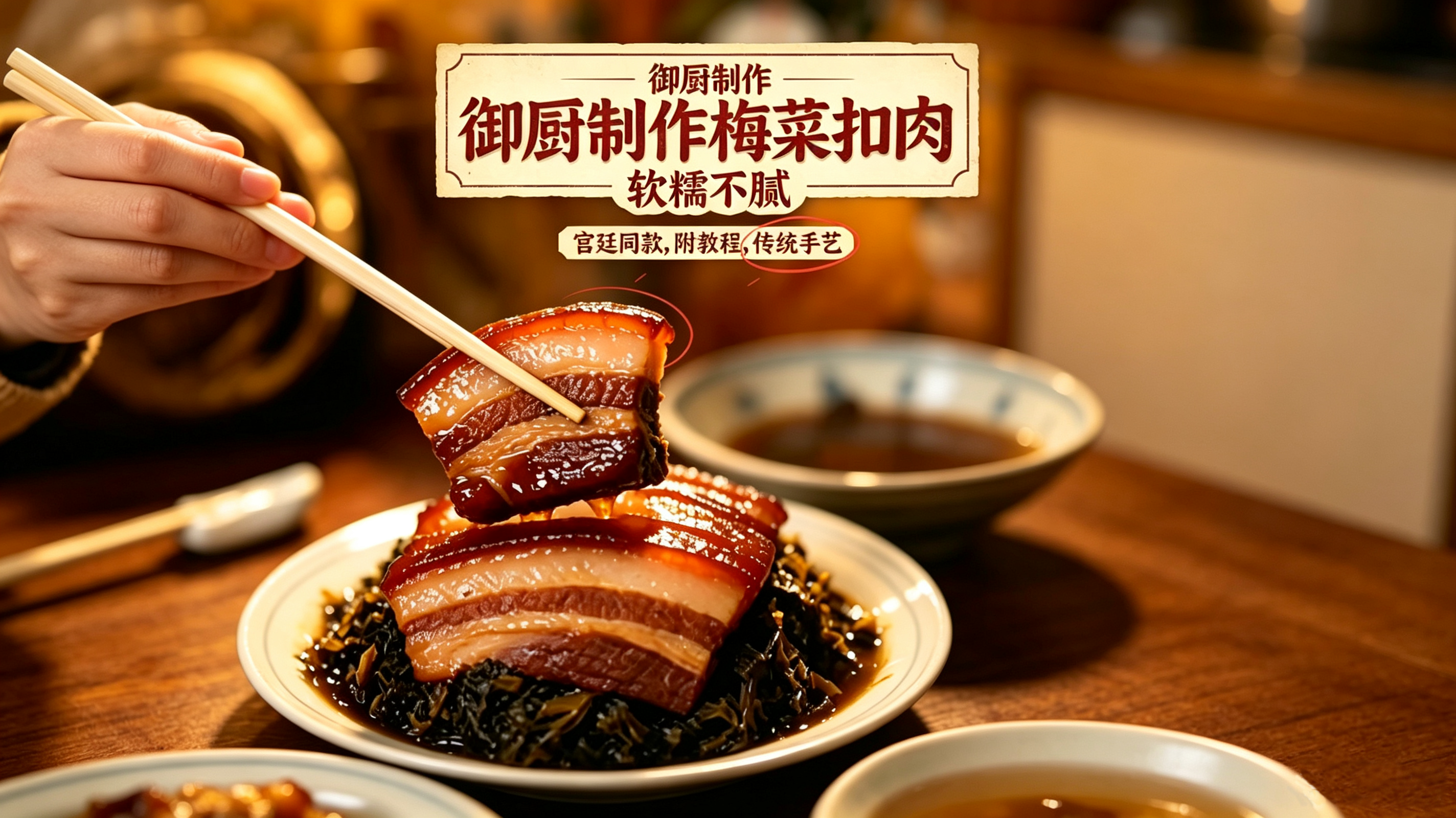 沉浸式体验清朝御厨制作古法梅菜扣肉